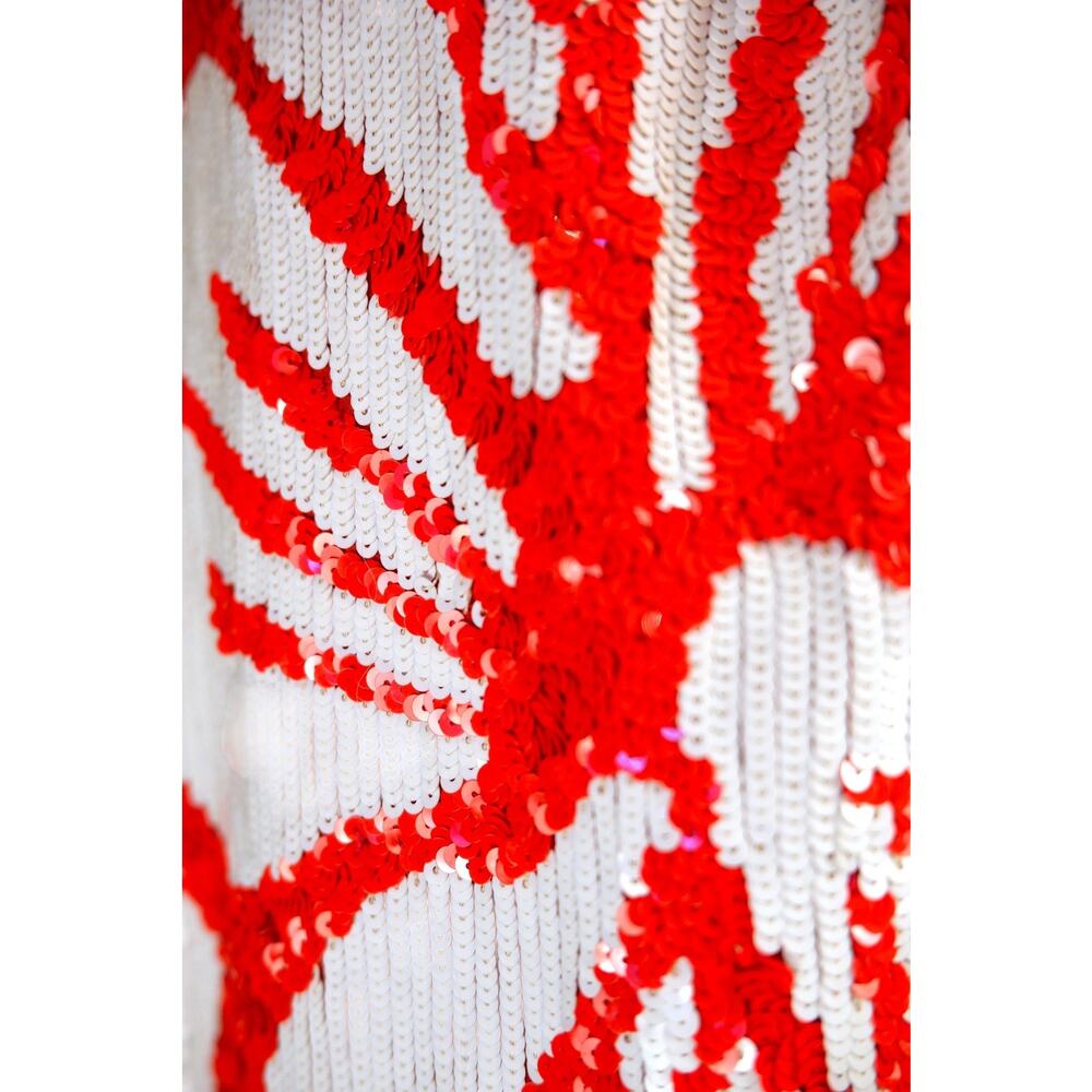 1991 Valentino Boutique Red Hibiscus  Dress, S/S 1991 Paris Runway Finale - Picture 5 of 16
